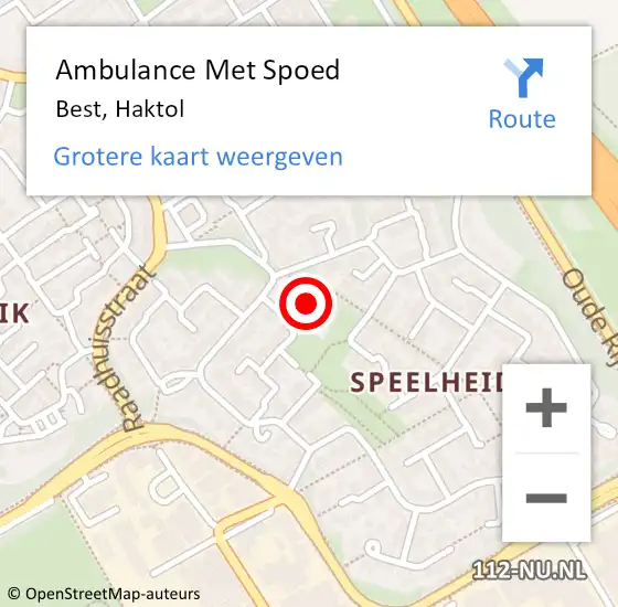 Locatie op kaart van de 112 melding: Ambulance Met Spoed Naar Best, Haktol op 25 september 2014 17:53