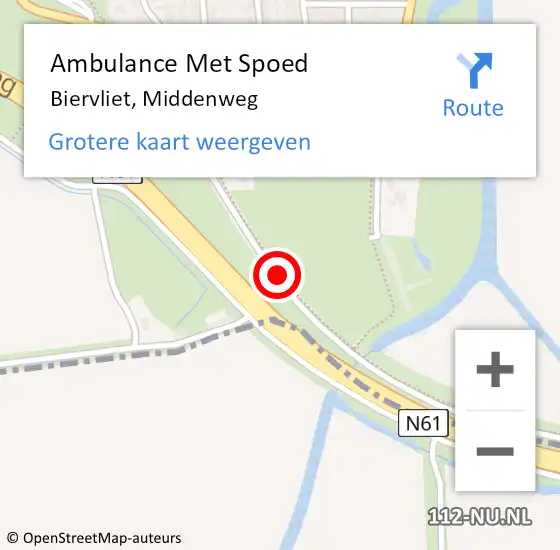 Locatie op kaart van de 112 melding: Ambulance Met Spoed Naar Biervliet, Middenweg op 25 september 2014 17:54