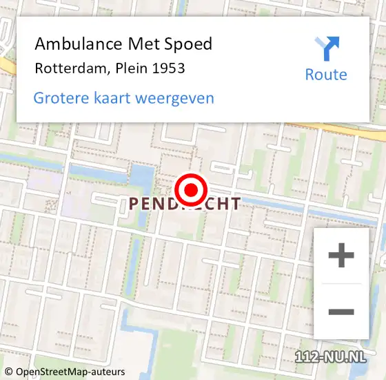 Locatie op kaart van de 112 melding: Ambulance Met Spoed Naar Rotterdam, Plein 1953 op 13 februari 2024 13:09