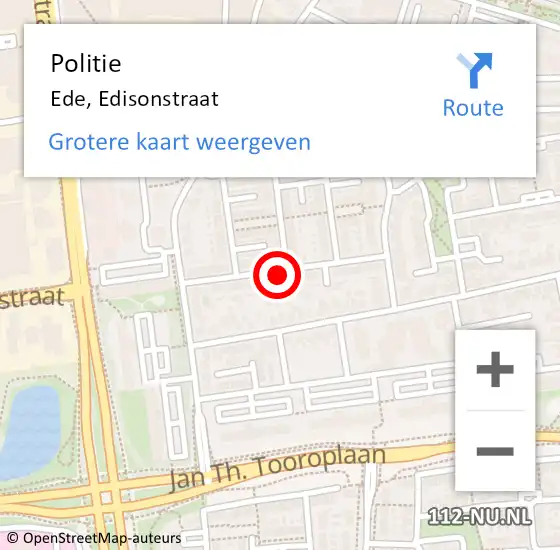 Locatie op kaart van de 112 melding: Politie Ede, Edisonstraat op 13 februari 2024 13:40