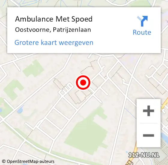 Locatie op kaart van de 112 melding: Ambulance Met Spoed Naar Oostvoorne, Patrijzenlaan op 13 februari 2024 14:06