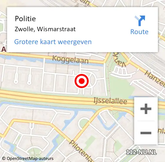 Locatie op kaart van de 112 melding: Politie Zwolle, Wismarstraat op 13 februari 2024 14:21