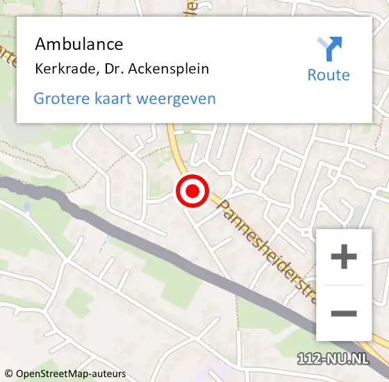 Locatie op kaart van de 112 melding: Ambulance Kerkrade, Dr. Ackensplein op 25 september 2014 18:09