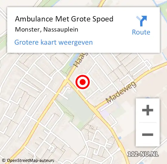 Locatie op kaart van de 112 melding: Ambulance Met Grote Spoed Naar Monster, Nassauplein op 13 februari 2024 14:55