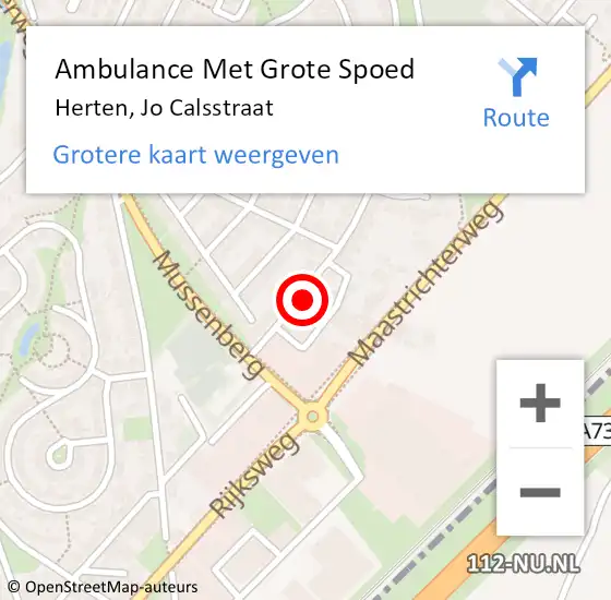 Locatie op kaart van de 112 melding: Ambulance Met Grote Spoed Naar Herten, Jo Calsstraat op 13 februari 2024 15:39