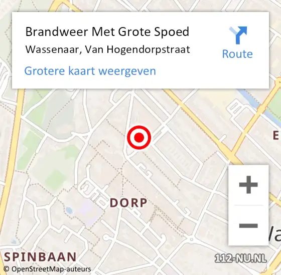 Locatie op kaart van de 112 melding: Brandweer Met Grote Spoed Naar Wassenaar, Van Hogendorpstraat op 13 februari 2024 15:43