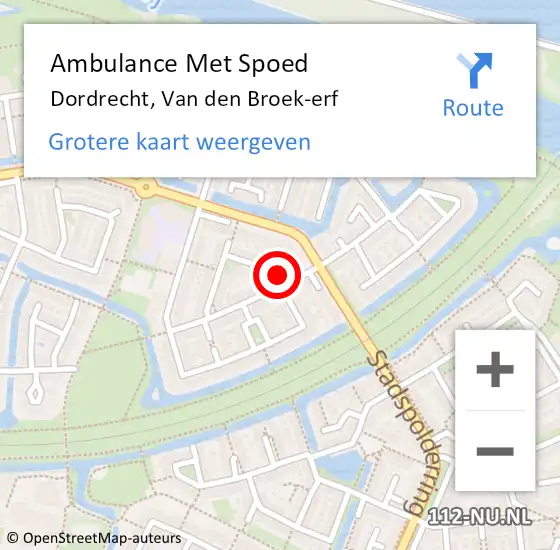 Locatie op kaart van de 112 melding: Ambulance Met Spoed Naar Dordrecht, Van den Broek-erf op 13 februari 2024 15:43