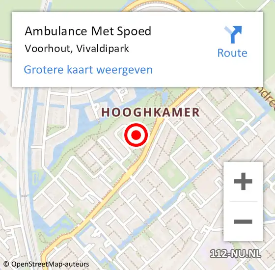 Locatie op kaart van de 112 melding: Ambulance Met Spoed Naar Voorhout, Vivaldipark op 13 februari 2024 15:48