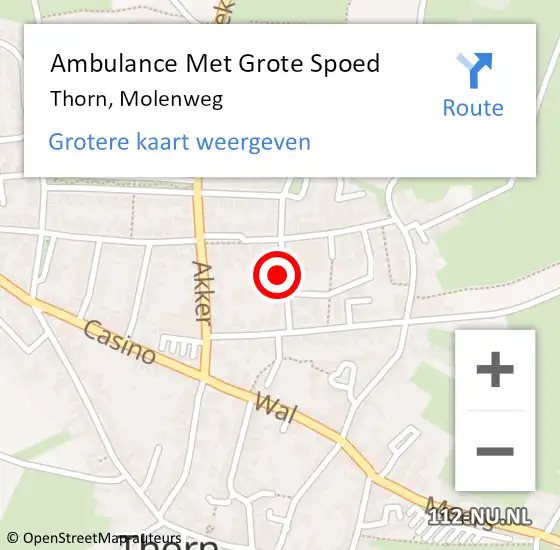 Locatie op kaart van de 112 melding: Ambulance Met Grote Spoed Naar Thorn, Molenweg op 13 februari 2024 15:49