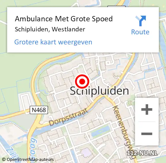 Locatie op kaart van de 112 melding: Ambulance Met Grote Spoed Naar Schipluiden, Westlander op 13 februari 2024 16:37