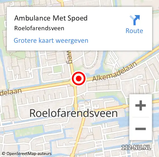 Locatie op kaart van de 112 melding: Ambulance Met Spoed Naar Roelofarendsveen op 13 februari 2024 16:54