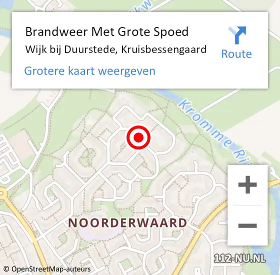 Locatie op kaart van de 112 melding: Brandweer Met Grote Spoed Naar Wijk bij Duurstede, Kruisbessengaard op 13 februari 2024 17:04