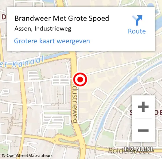 Locatie op kaart van de 112 melding: Brandweer Met Grote Spoed Naar Assen, Industrieweg op 13 februari 2024 17:08