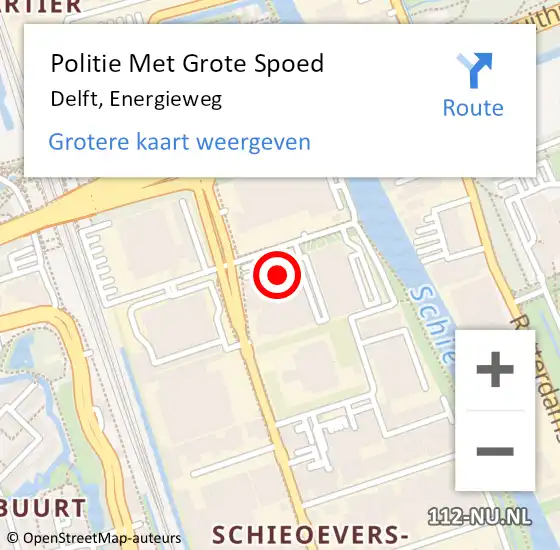 Locatie op kaart van de 112 melding: Politie Met Grote Spoed Naar Delft, Energieweg op 13 februari 2024 17:32