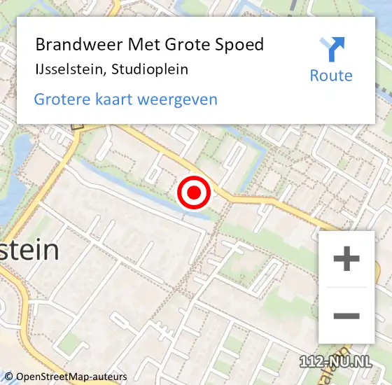 Locatie op kaart van de 112 melding: Brandweer Met Grote Spoed Naar IJsselstein, Studioplein op 13 februari 2024 18:47