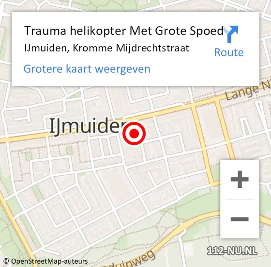 Locatie op kaart van de 112 melding: Trauma helikopter Met Grote Spoed Naar IJmuiden, Kromme Mijdrechtstraat op 13 februari 2024 18:48