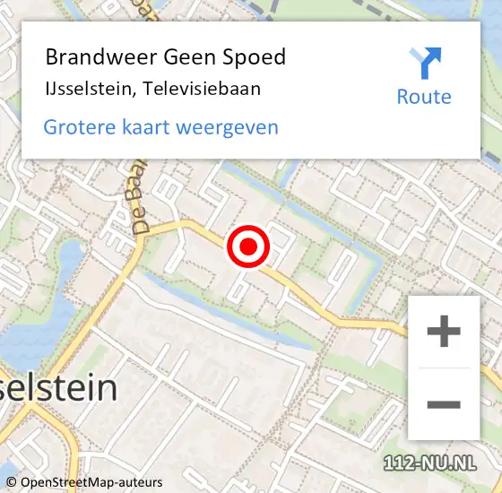 Locatie op kaart van de 112 melding: Brandweer Geen Spoed Naar IJsselstein, Televisiebaan op 13 februari 2024 18:50
