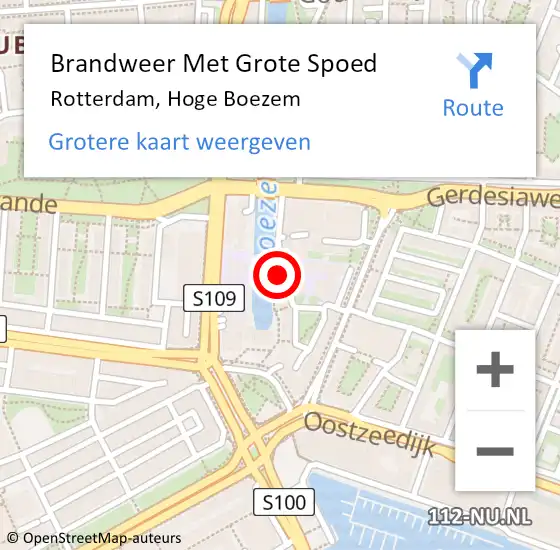 Locatie op kaart van de 112 melding: Brandweer Met Grote Spoed Naar Rotterdam, Hoge Boezem op 13 februari 2024 18:50