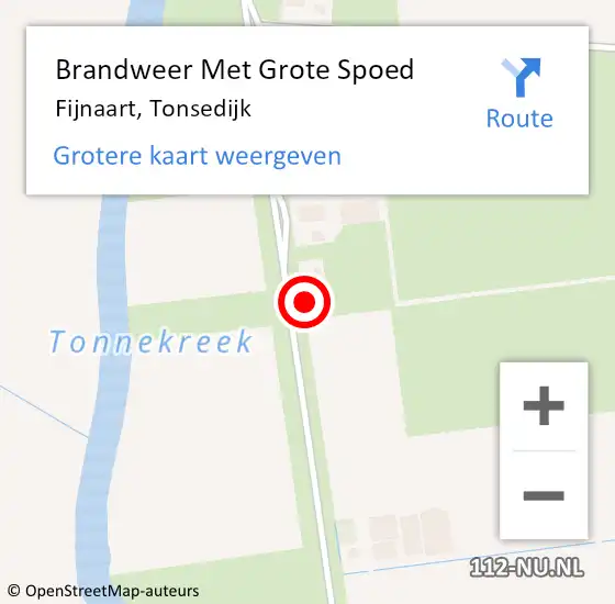 Locatie op kaart van de 112 melding: Brandweer Met Grote Spoed Naar Fijnaart, Tonsedijk op 13 februari 2024 18:51