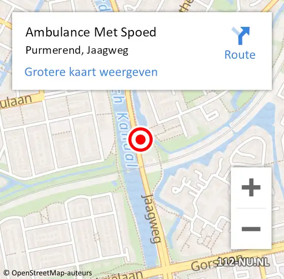 Locatie op kaart van de 112 melding: Ambulance Met Spoed Naar Purmerend, Jaagweg op 13 februari 2024 19:02