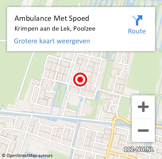 Locatie op kaart van de 112 melding: Ambulance Met Spoed Naar Krimpen aan de Lek, Poolzee op 13 februari 2024 19:16