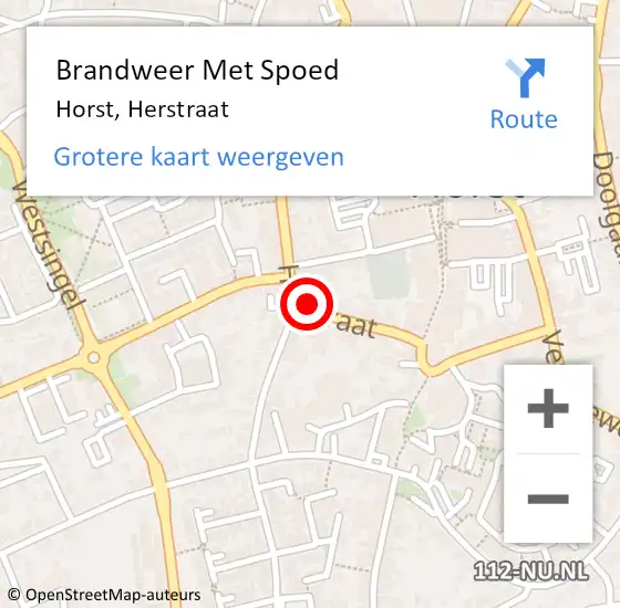 Locatie op kaart van de 112 melding: Brandweer Met Spoed Naar Horst, Herstraat op 13 februari 2024 19:18