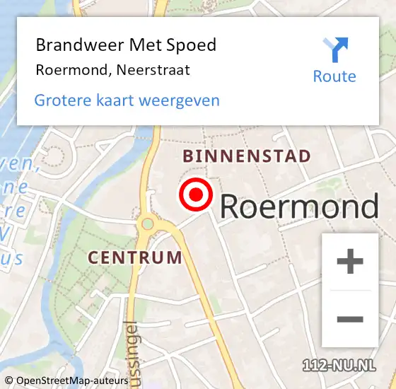 Locatie op kaart van de 112 melding: Brandweer Met Spoed Naar Roermond, Neerstraat op 13 februari 2024 19:28