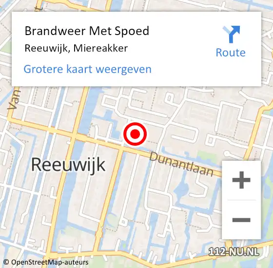 Locatie op kaart van de 112 melding: Brandweer Met Spoed Naar Reeuwijk, Miereakker op 13 februari 2024 19:35