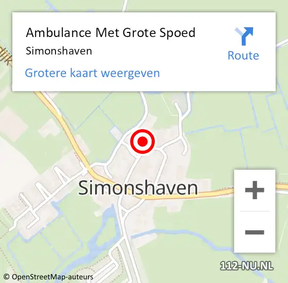 Locatie op kaart van de 112 melding: Ambulance Met Grote Spoed Naar Simonshaven op 13 februari 2024 19:57