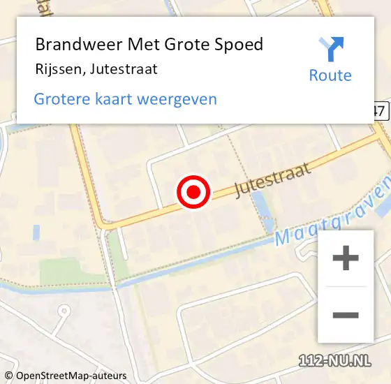 Locatie op kaart van de 112 melding: Brandweer Met Grote Spoed Naar Rijssen, Jutestraat op 13 februari 2024 20:03