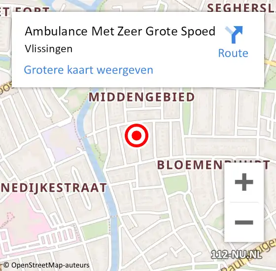 Locatie op kaart van de 112 melding: Ambulance Met Zeer Grote Spoed Naar Vlissingen op 13 februari 2024 20:06