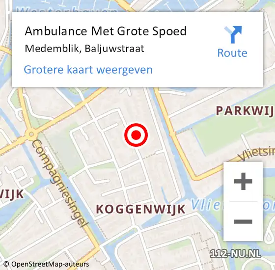 Locatie op kaart van de 112 melding: Ambulance Met Grote Spoed Naar Medemblik, Baljuwstraat op 13 februari 2024 20:27