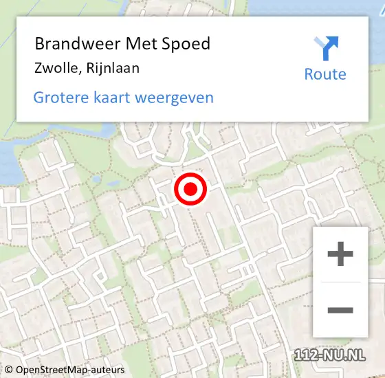 Locatie op kaart van de 112 melding: Brandweer Met Spoed Naar Zwolle, Rijnlaan op 13 februari 2024 20:48