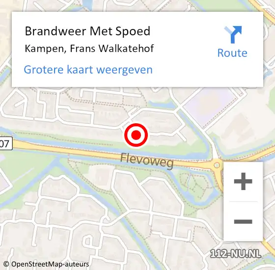 Locatie op kaart van de 112 melding: Brandweer Met Spoed Naar Kampen, Frans Walkatehof op 25 september 2014 19:03