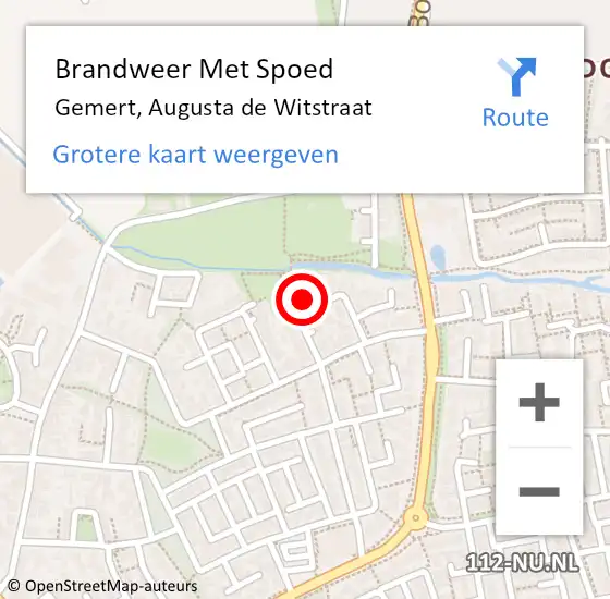 Locatie op kaart van de 112 melding: Brandweer Met Spoed Naar Gemert, Augusta de Witstraat op 13 februari 2024 21:05