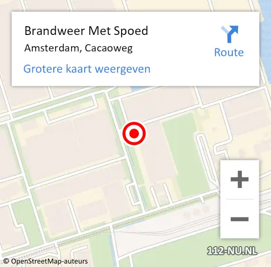 Locatie op kaart van de 112 melding: Brandweer Met Spoed Naar Amsterdam, Cacaoweg op 13 februari 2024 21:18