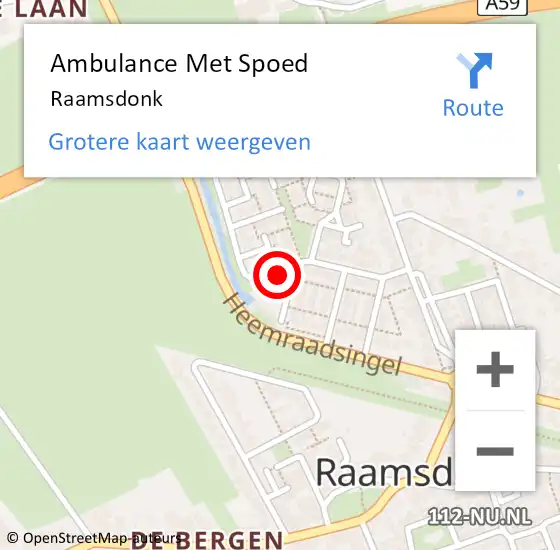 Locatie op kaart van de 112 melding: Ambulance Met Spoed Naar Raamsdonk op 13 februari 2024 22:15