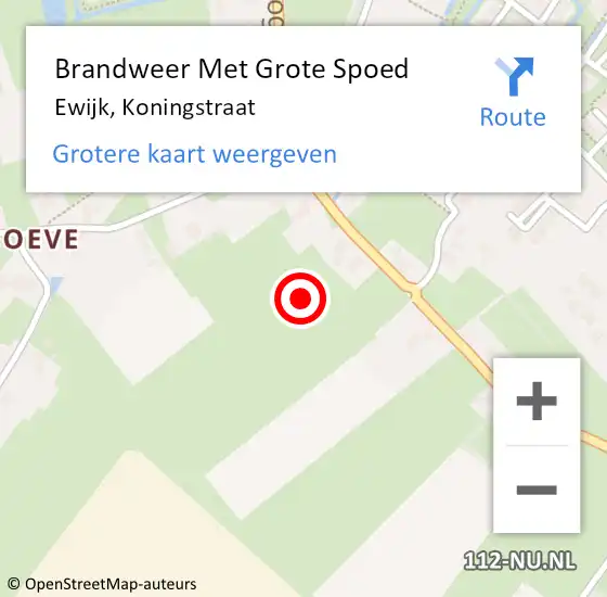 Locatie op kaart van de 112 melding: Brandweer Met Grote Spoed Naar Ewijk, Koningstraat op 13 februari 2024 22:44