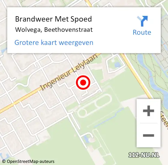 Locatie op kaart van de 112 melding: Brandweer Met Spoed Naar Wolvega, Beethovenstraat op 13 februari 2024 23:01