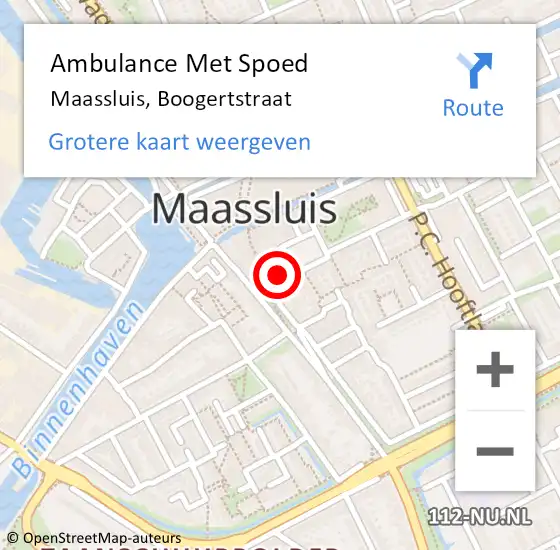 Locatie op kaart van de 112 melding: Ambulance Met Spoed Naar Maassluis, Boogertstraat op 13 februari 2024 23:05