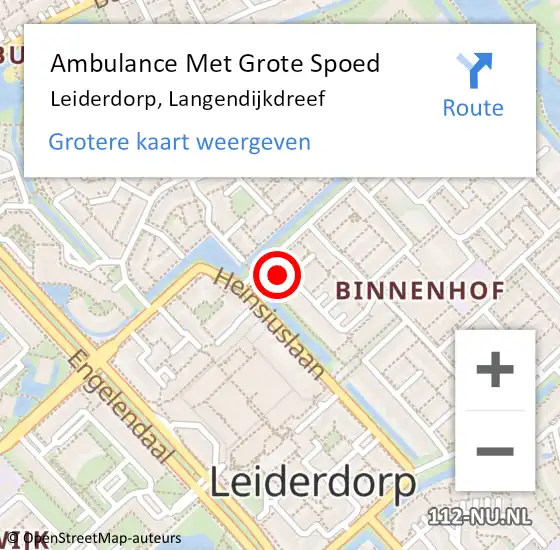 Locatie op kaart van de 112 melding: Ambulance Met Grote Spoed Naar Leiderdorp, Langendijkdreef op 13 februari 2024 23:47