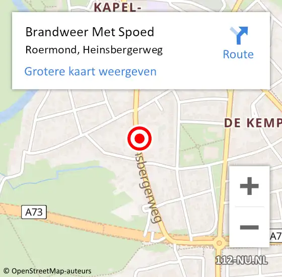 Locatie op kaart van de 112 melding: Brandweer Met Spoed Naar Roermond, Heinsbergerweg op 13 februari 2024 23:58