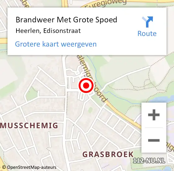 Locatie op kaart van de 112 melding: Brandweer Met Grote Spoed Naar Heerlen, Edisonstraat op 14 februari 2024 00:07