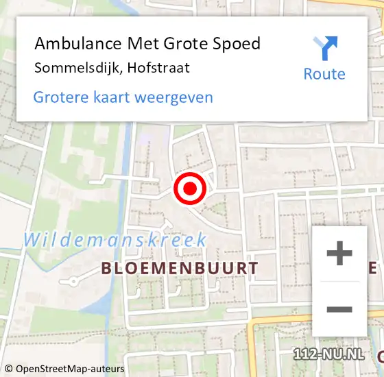 Locatie op kaart van de 112 melding: Ambulance Met Grote Spoed Naar Sommelsdijk, Hofstraat op 25 september 2014 19:32