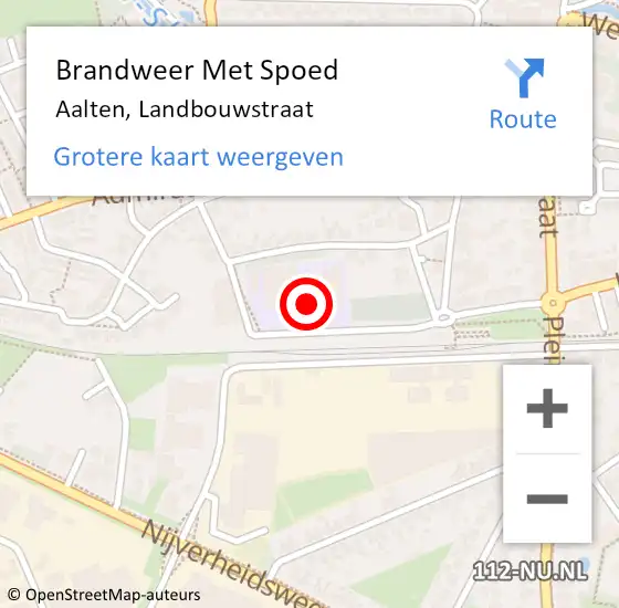 Locatie op kaart van de 112 melding: Brandweer Met Spoed Naar Aalten, Landbouwstraat op 14 februari 2024 03:11