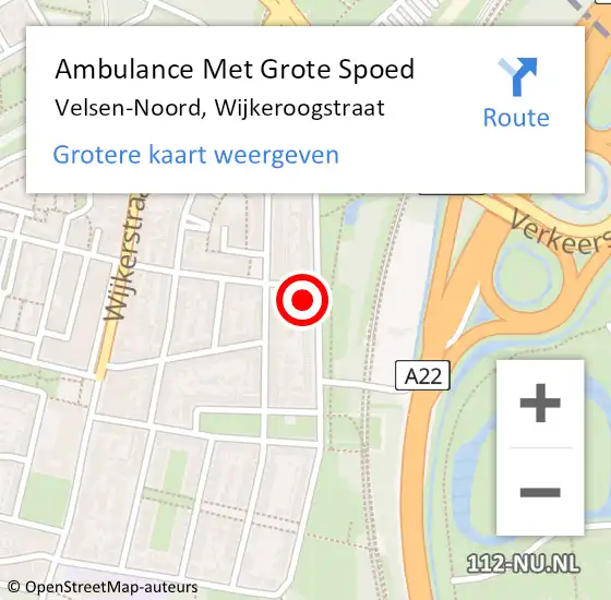 Locatie op kaart van de 112 melding: Ambulance Met Grote Spoed Naar Velsen-Noord, Wijkeroogstraat op 14 februari 2024 05:34