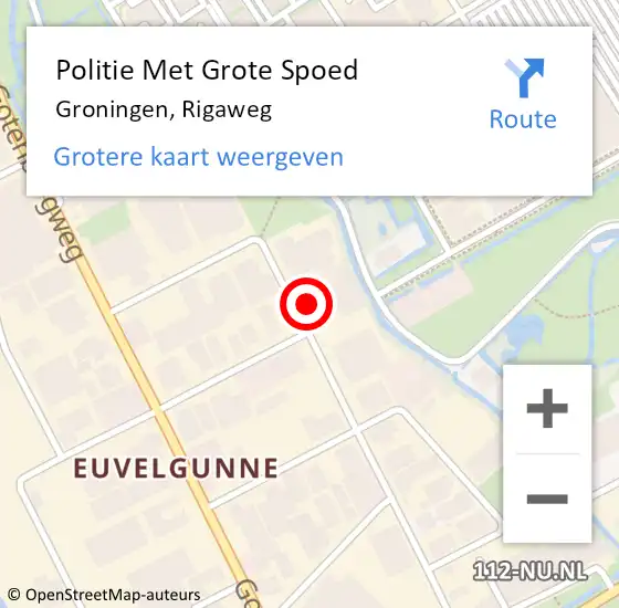 Locatie op kaart van de 112 melding: Politie Met Grote Spoed Naar Groningen, Rigaweg op 14 februari 2024 07:31