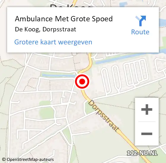 Locatie op kaart van de 112 melding: Ambulance Met Grote Spoed Naar De Koog, Dorpsstraat op 14 februari 2024 07:34