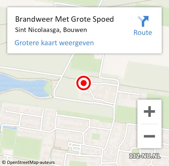 Locatie op kaart van de 112 melding: Brandweer Met Grote Spoed Naar Sint Nicolaasga, Bouwen op 14 februari 2024 07:36