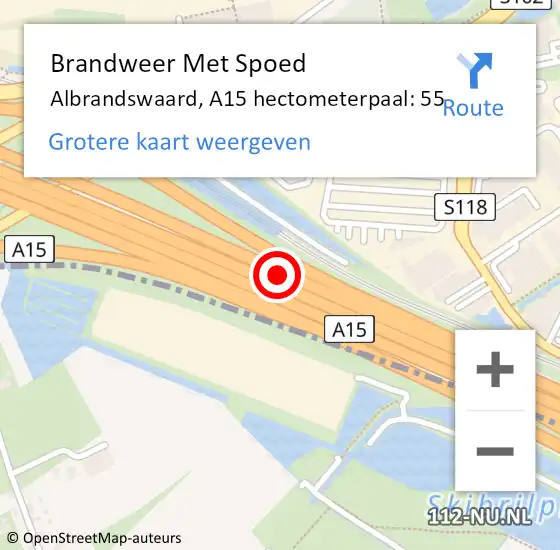 Locatie op kaart van de 112 melding: Brandweer Met Spoed Naar Albrandswaard, A15 hectometerpaal: 55 op 14 februari 2024 07:45